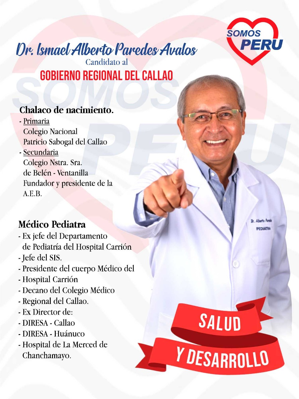 Dr. Ismael Alberto Paredes Avalos — Hoja de vida completa — Candidato al Gobierno Regional del Callao